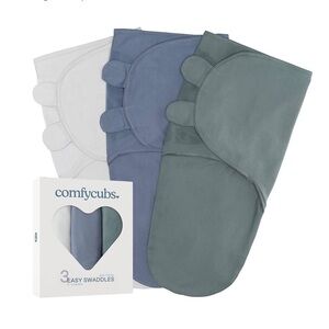 Comfy Cubs Easy Swaddle/Sleep Sack Set, 3 Pack - Stone, Nomadic Blue & Azul